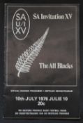 1976 in SA, SA Invitation XV v NZ Rugby Programme: Really clean compact and striking A5 issue,