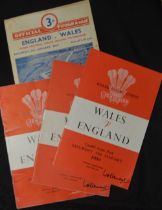 1950-59 Wales and England Rugby Programmes (4): At Twickenham 1950 (Wales Grand Slam year), and at
