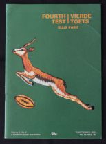 1976 in SA, S Africa v NZ 4th Test Rugby Programme: Bold green and gold with Springbok cover for