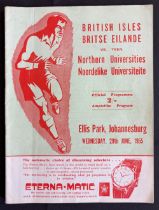 1955 British and I Lions in S Africa Rugby Programme: A substantial attractive issue v Northern