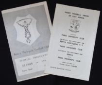 1964 Kenya/Kenya Harlequins v Tourists Rugby Programmes (2): Both sides against Paris Univ and Quins