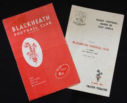1966 Home and Away E Africa v Blackheath Rugby Programmes (2): Rather exotic return fixtures here,