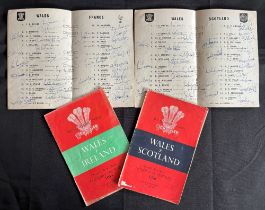 1950s Wales Home Multi-Signed Rugby Programmes (4): v Scotland 1956 and 58; v France 58 and v
