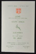 1962 British and I Lions v S Africa Test Rugby Programme: Western Province official 4pp issue in
