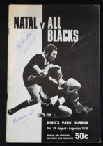 1976 in SA, Natal v NZ Rugby programme: Striking b/w action cover, chunky informative A5 example,