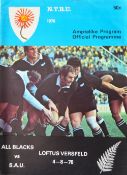1976 in SA, SA Universities v NZ Rugby Programme: The standard impressive N Transvaal cover style