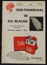 1976 in SA, E Transvaal v NZ Rugby Programme: Pleasing, packed, clean example from Springs. VG
