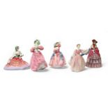 Five Royal Doulton figures, comprising ‘Memories’, HN2030, ‘Marguerite’, HN1928, ‘Gay Morning’,