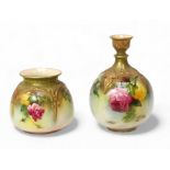 A Royal Worcester bud vase, dated 1912, of globular form, relief moulded gilt decoration with hand-