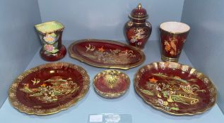 A collection of 20th Century Carlton Ware ‘Rouge Royale’ lustre ware, including ‘Hydrangea’