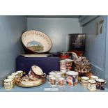 A Royal Worcester 'Worcester Scenes Flight and Barr' punch bowl, together with five Royal Crown