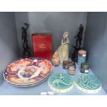 A mixed lot, comprising a Doulton Lambeth stoneware silver mounted dish, dated 1878, two Japanese ‘