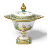 A Royal Crown Derby porcelain vase and cover, by Charles Harris, c.1908, of tapering form to foot