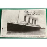 A real photographic postcard of the Titanic signed by the last survivor – Millvina Dean; and also