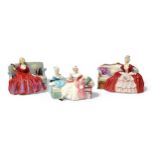 Three Royal Doulton figures, comprising ‘Belle O’ The Ball’, HN1997, ‘Sweet and Twenty’, HN1298, and