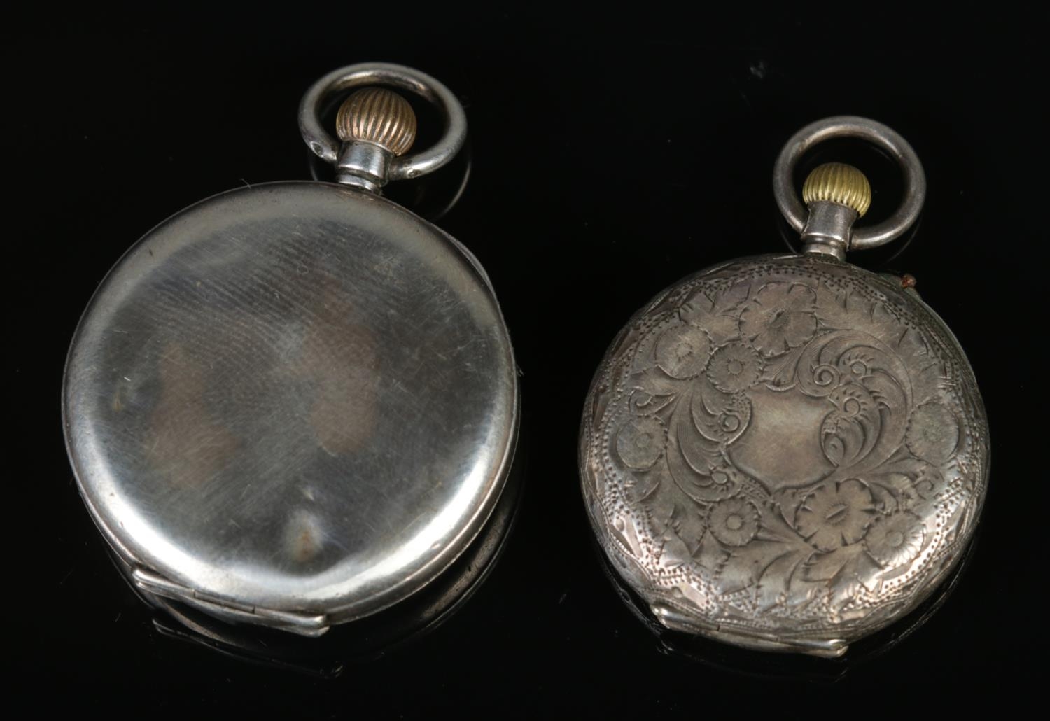 Two silver fob watches - Image 2 of 2