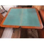 An oak fold over card table width 28ins, depth 16ins x 2 height 29ins