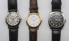 Three various gents wristwatches comprising Raymond Weil, Seiko, Gruen Auto (3).