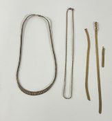 A 9ct gold multi gold colour necklace together with other bits of gold, total weight 19.4g