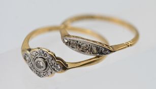 Two 18ct gold diamond dress rings, approx 4.3g.