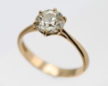 An old European cut 1.50 carat diamond solitaire ring,