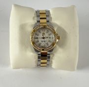 Tag Heuer, a ladies bi-colour Aquaracer wristwatch, with mother of pearl dial set and a diamond