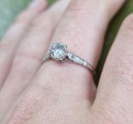 A diamond solitaire engagement ring, set in 18ct white gold