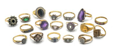 Eighteen 9ct gold dress rings, total weight 54.7g.