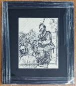 Robert Lenkiewicz (1941-2002), ink on paper, a black ballpoint pen sketch on ruled notebook paper of