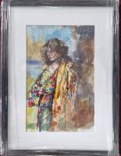 Robert Lenkiewicz (1941-2002), watercolour and pen 'Study of Eliza (yellow shawl) (August 29th