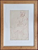 Robert Lenkiewicz (1941-2002), ink on paper sketch of a man seated, inscribed in pencil