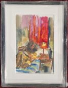 Robert Lenkiewicz (1941-2002), watercolour 'Eliza in the flat by lamplight (August 1979)', with