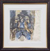 Robert Lenkiewicz (1941-2002), watercolour sketch of 'Towny', circa 1975, inscribed 'Townsman