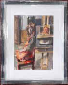 Robert Lenkiewicz (1941-2002), watercolour and pen 'Eliza seated with easel (September 25th '78)',