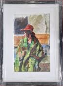Robert Lenkiewicz (1941-2002), watercolour 'Eliza in red hat (1 May 79)', with certificate of