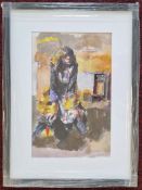 Robert Lenkiewicz (1941-2002), watercolour and pen 'Eliza seated in the studio (September 21st