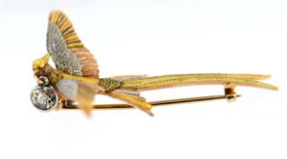 An impressive four colour gold and diamond brooch in form of a Pheasant, approx 12.1g.