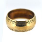 A 9ct yellow gold wedding band ring, size L, approx 5g.