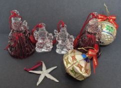 A collection of Waterford Christmas ornaments, to include four Marquis by Waterford glass ornaments