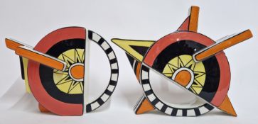 Lorna Bailey (1978-) angular teapot and jug, signed to base. (2)