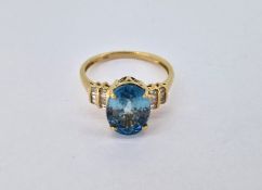 A topaz and diamond dress ring, set in 9k gold, size N, approx 2.8g.