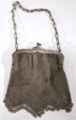 A silver mesh link evening bag, marked 'Maud 16.9.17'