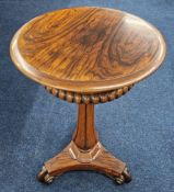 A William IV Rosewood round work table, with interior compartment (lid loose/hinge broken), height
