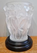 A Lalique crystal vase 'Bacchantes', post 1980, depicting a nude figures in relief in frosted and