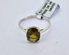 Gemporia, a Floresta Apatite ring, set in 9k white gold, size R/S, with certificate of authenticity,