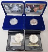 Commemorative Silver proof coins, to include Elizabeth II 2007 Diamond Wedding silver proof crown,