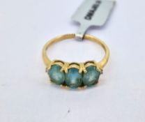 Gemporia, a Madagascan blue Apatite and diamond ring, set in 9k yellow gold, size S, with