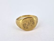 A 9ct gold gents signet ring, approx 4.5g