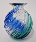Archimede Seguso (1909-1999), a Murano blue and green twist fluted vase, signed to base Archimede