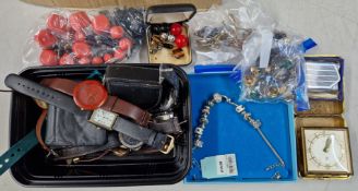 A mixed collection of dress watches, to include Tissot, beaded necklaces, cufflinks etc.